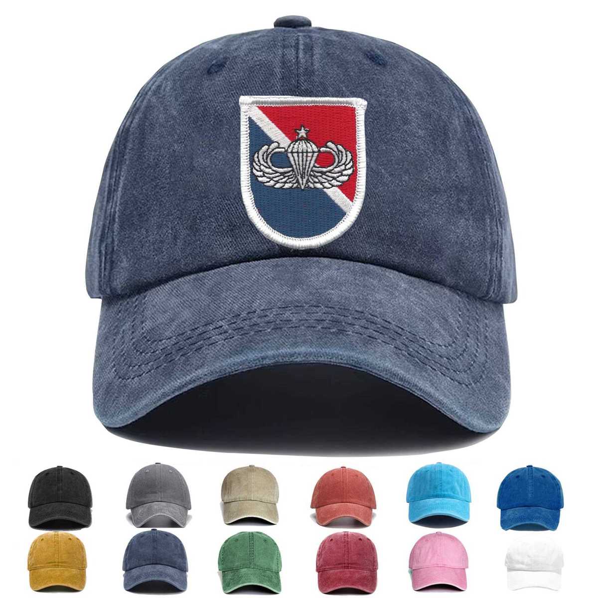 11th Special Forces Group Flash With Senior Jump Wings Embroidered Hat - Custom Hat
