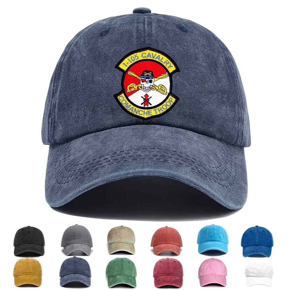 1st Squadron 105th Aviation Cavalry Regiment Color Hook And Loop Embroidered Hat - Custom Hat