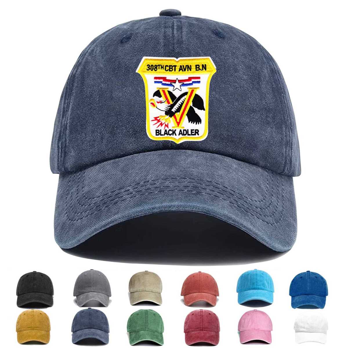 308th Combat Aviation Battalion Black Adler Embroidered Hat - Custom Hat
