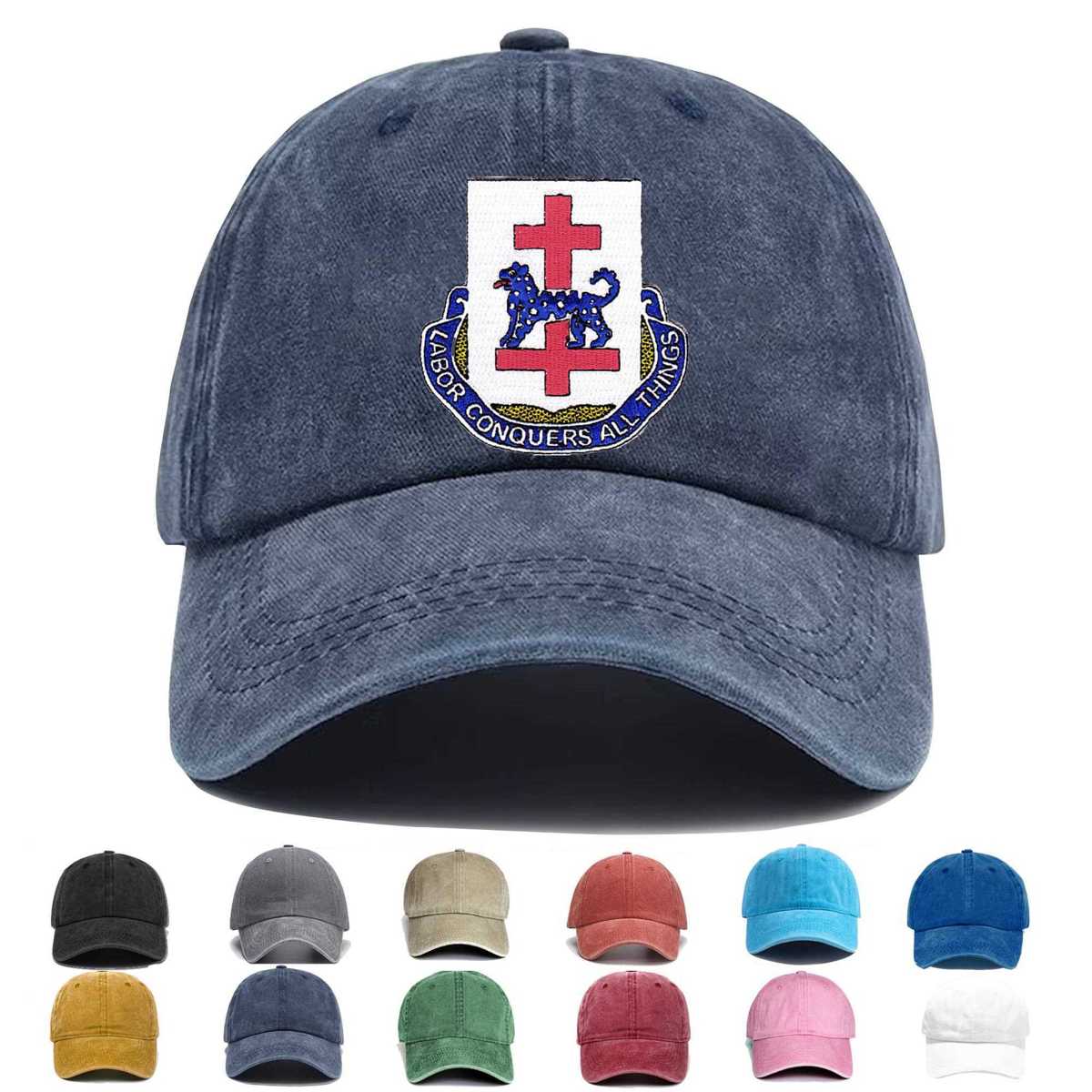 366th Infantry Regiment Labor Conquers All Things Embroidered Hat - Custom Hat
