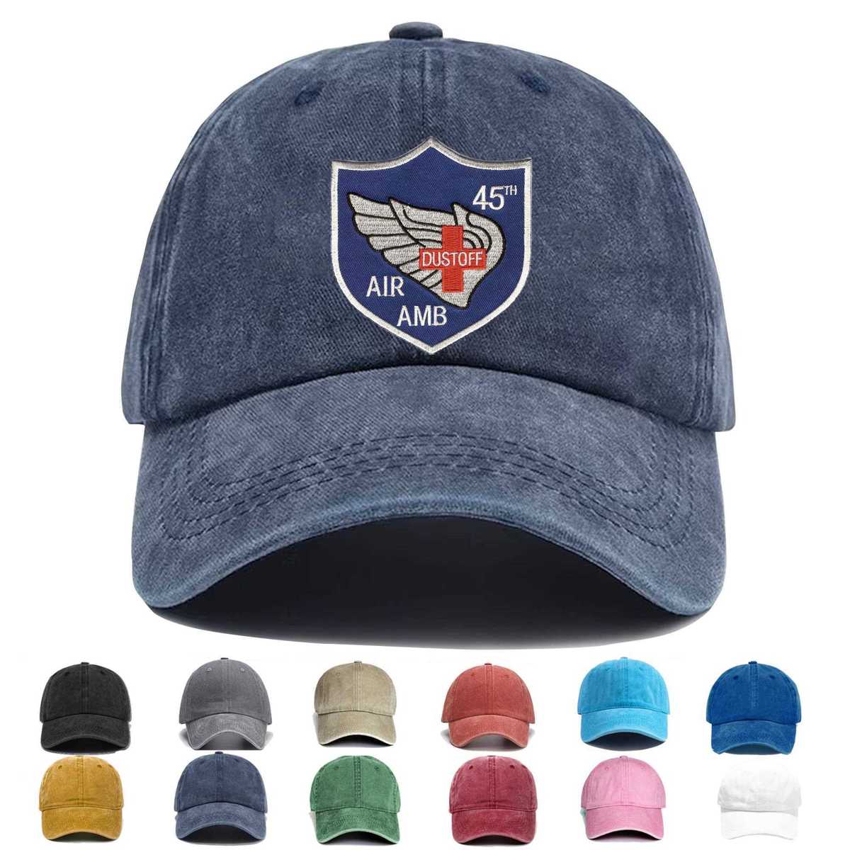 45th Aviation Medical Company Air Ambulance Dustoff Blue Shield Embroidered Hat - Custom Hat