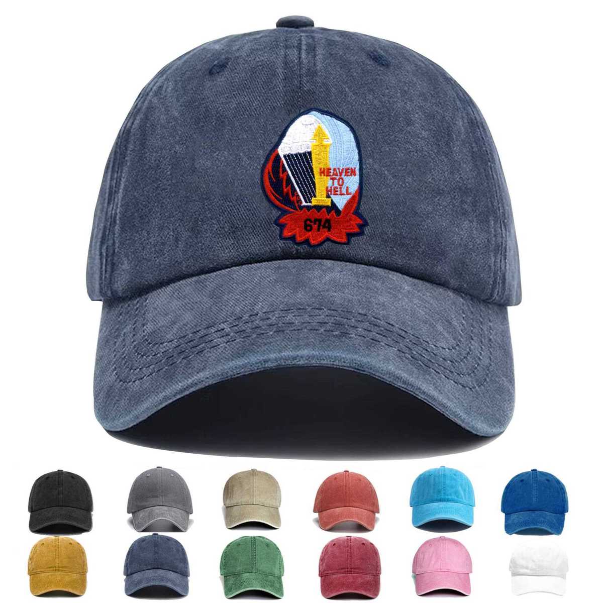 674th Airborne Field Artillery Battalion Heaven To Hell A Version Embroidered Hat - Custom Hat