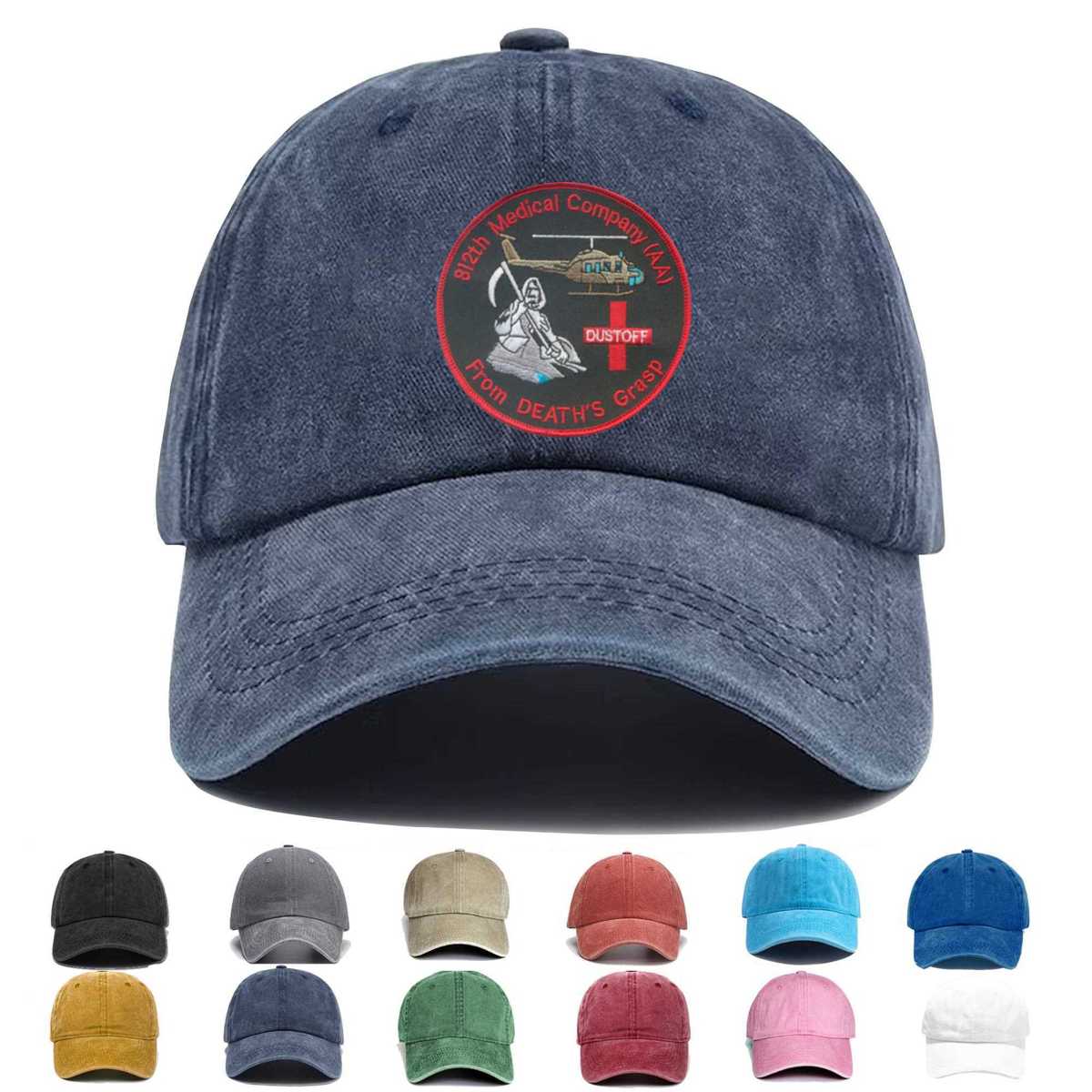 812th Aviation Medical Company Air Ambulance Dustoff From Deaths Grasp Embroidered Hat - Custom Hat