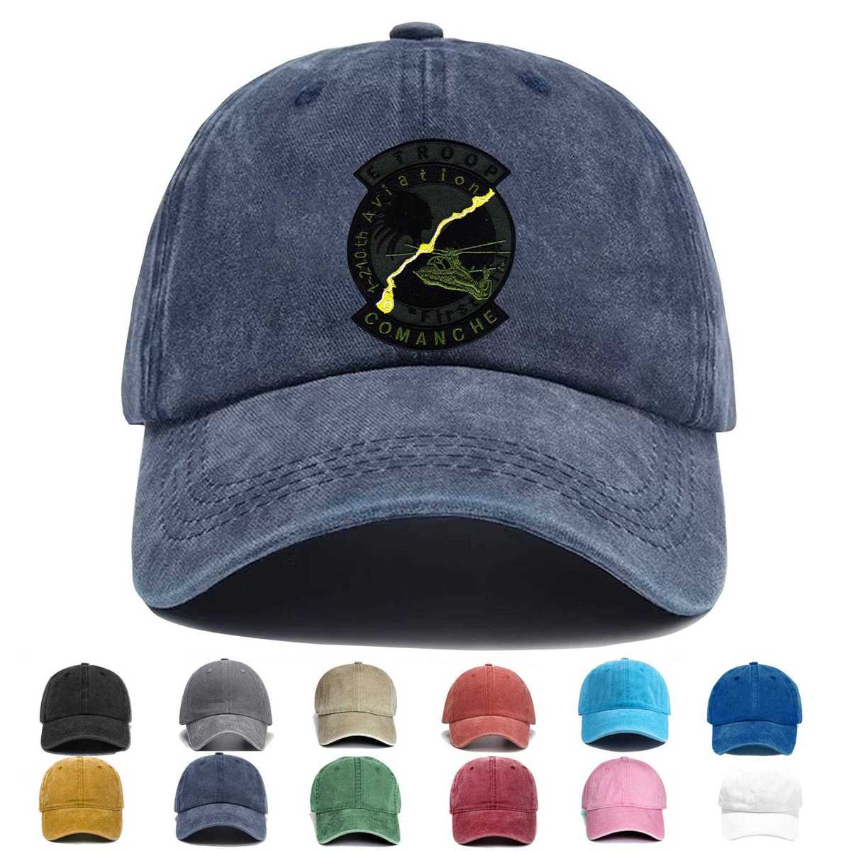 E Troop 1st Battalion 210th Aviation Attack Helicopter Regiment Od Embroidered Hat - Custom Hat