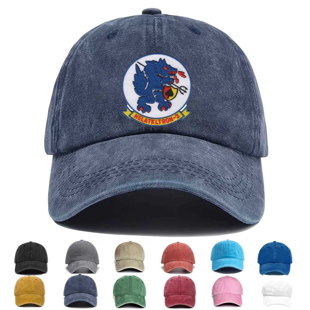 Hal 3 Helicopter Attack Light Squadron Three Seawolves Embroidered Hat - Custom Hat