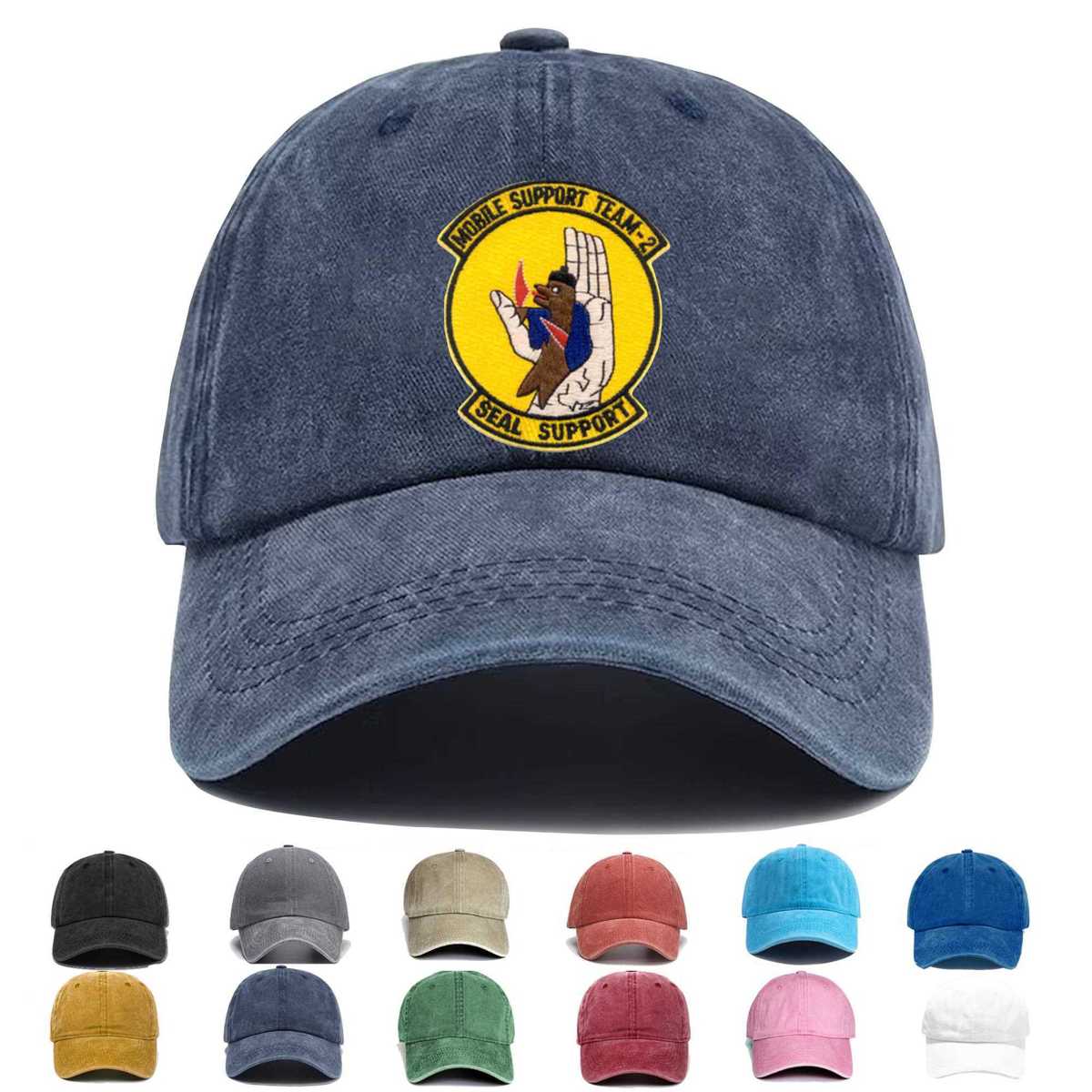 Mobile Support Team Two Seal Support Embroidered Hat - Custom Hat