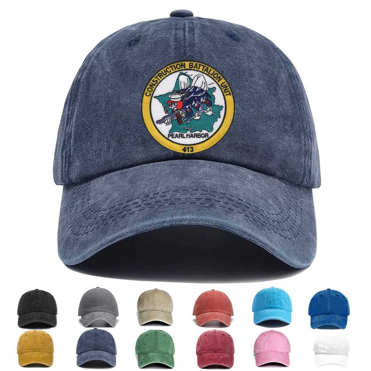 Naval Construction Battalion Unit 413 Cbu 413 Pearl Harbor Embroidered Hat - Custom Hat