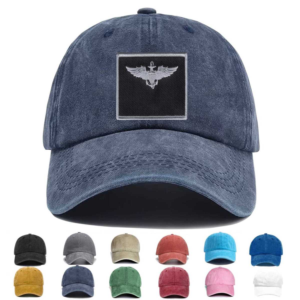 Navy Aviation Pilot Silver Wings Black Embroidered Hat - Custom Hat