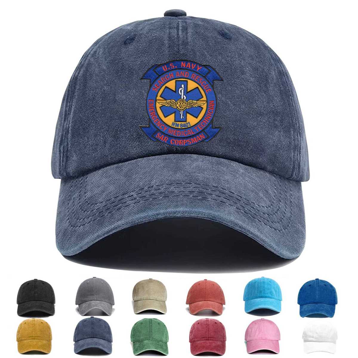 Sar Search And Rescue Corpsman Emt Air Ambulance Color Embroidered Hat - Custom Hat