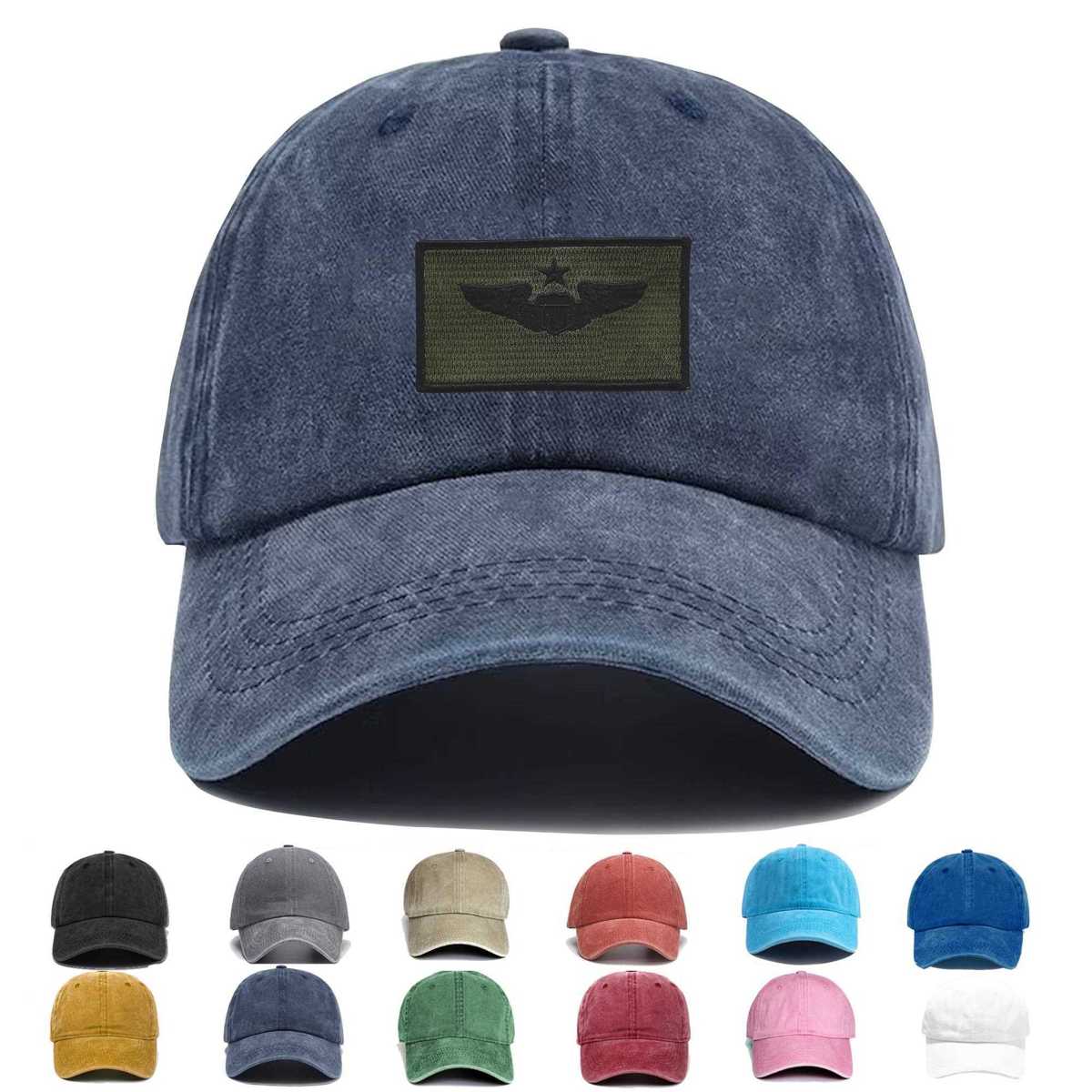 Senior Pilot Wings Black Od Embroidered Hat - Custom Hat