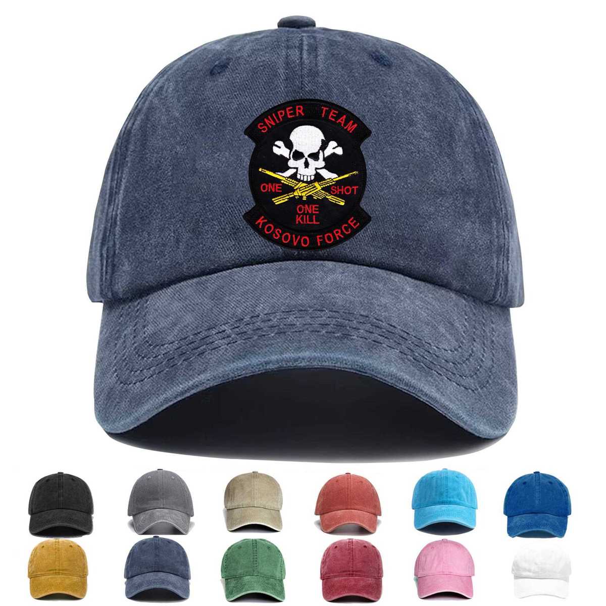 Sniper Team Kosovo Force One Shot One Kill Embroidered Hat - Custom Hat