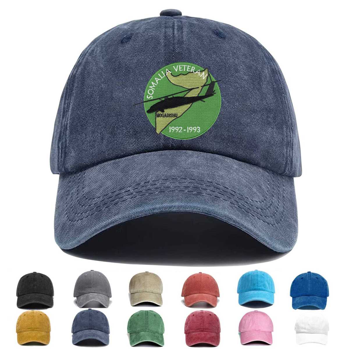 Somalia Veteran 1992 1993 Mogadishu Blackhawk Down Helicopter Embroidered Hat - Custom Hat