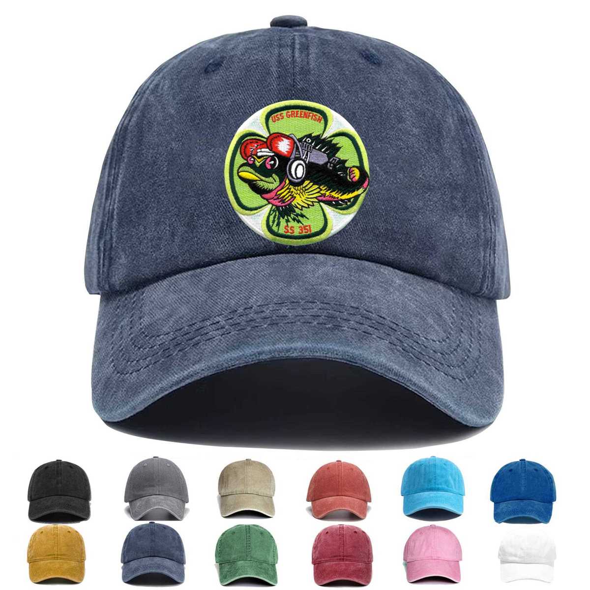 Ss 351 Uss Greenfish Version B Embroidered Hat - Custom Hat