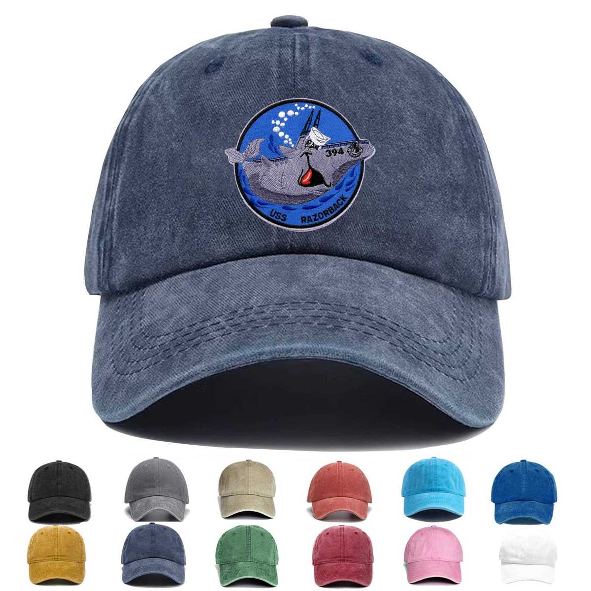 Ss 394 Uss Razorback Grey Whale Small Embroidered Hat - Custom Hat