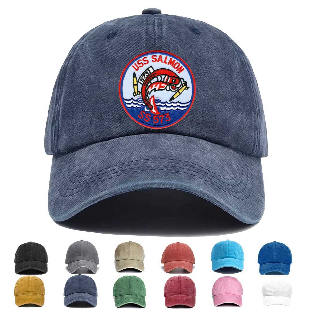Ss 573 Uss Salmon Large Version Embroidered Hat - Custom Hat