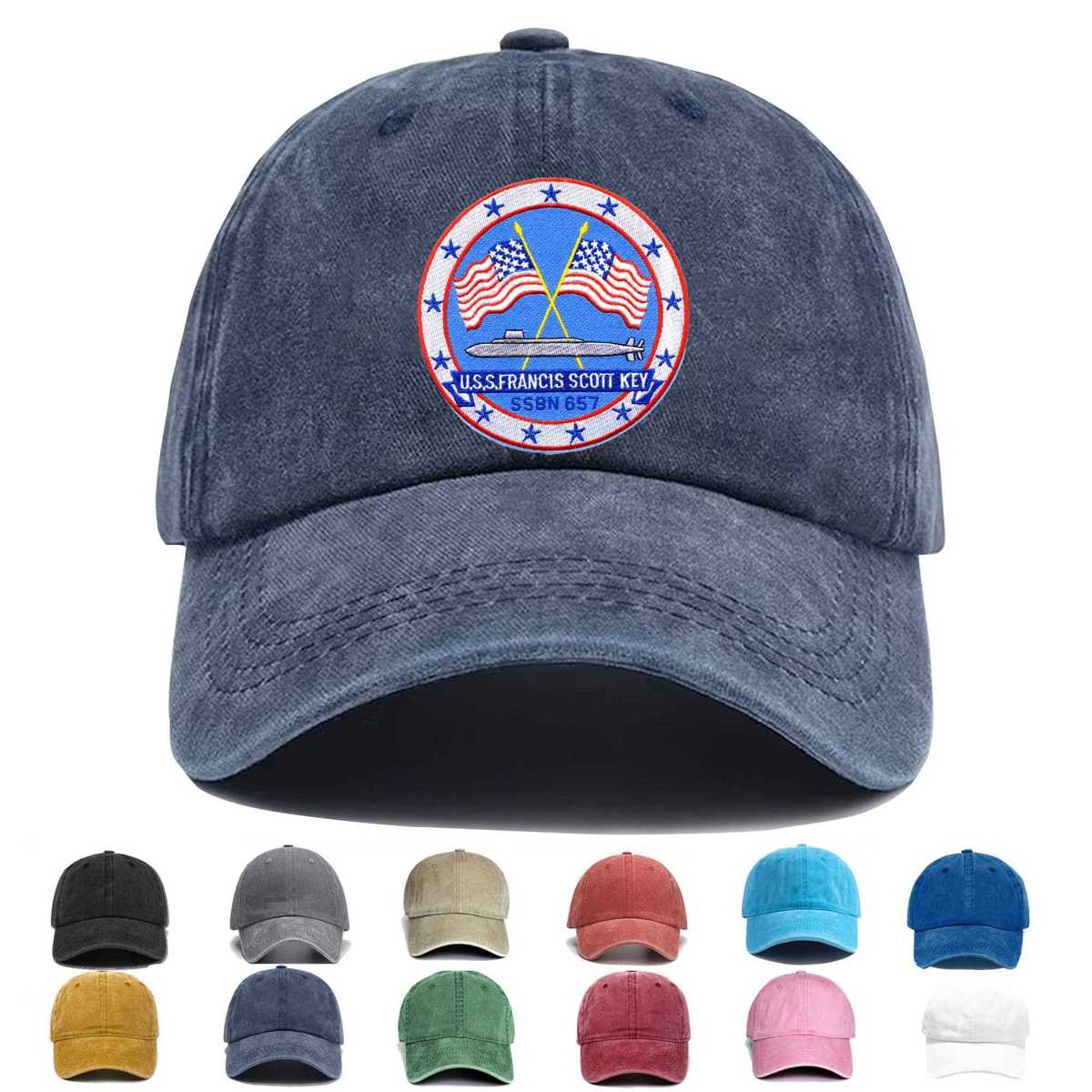 Ssbn 657 Uss Francis S Key Embroidered Hat - Custom Hat