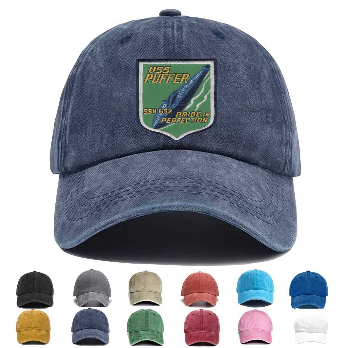 Ssn 652 Uss Puffer Embroidered Hat - Custom Hat