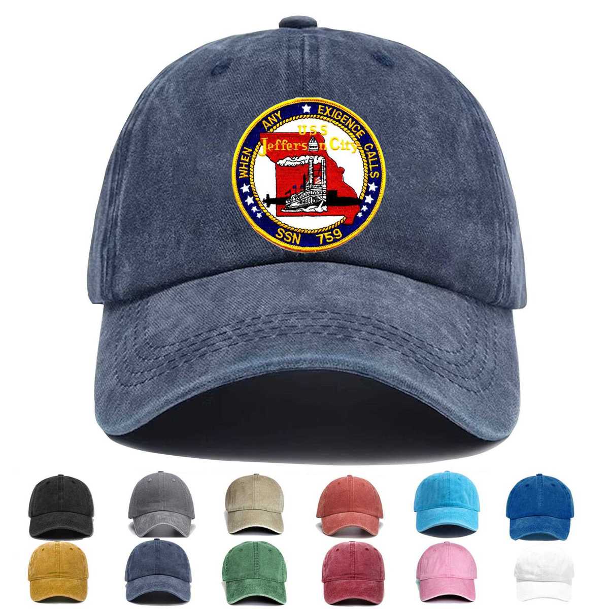 Ssn 759 Uss Jeffersion City Embroidered Hat - Custom Hat