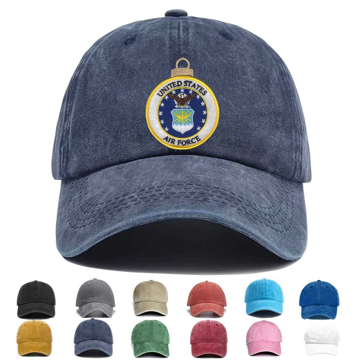 Us Air Force Emblem Christmas Tree Ornament Embroidered Hat - Custom Hat