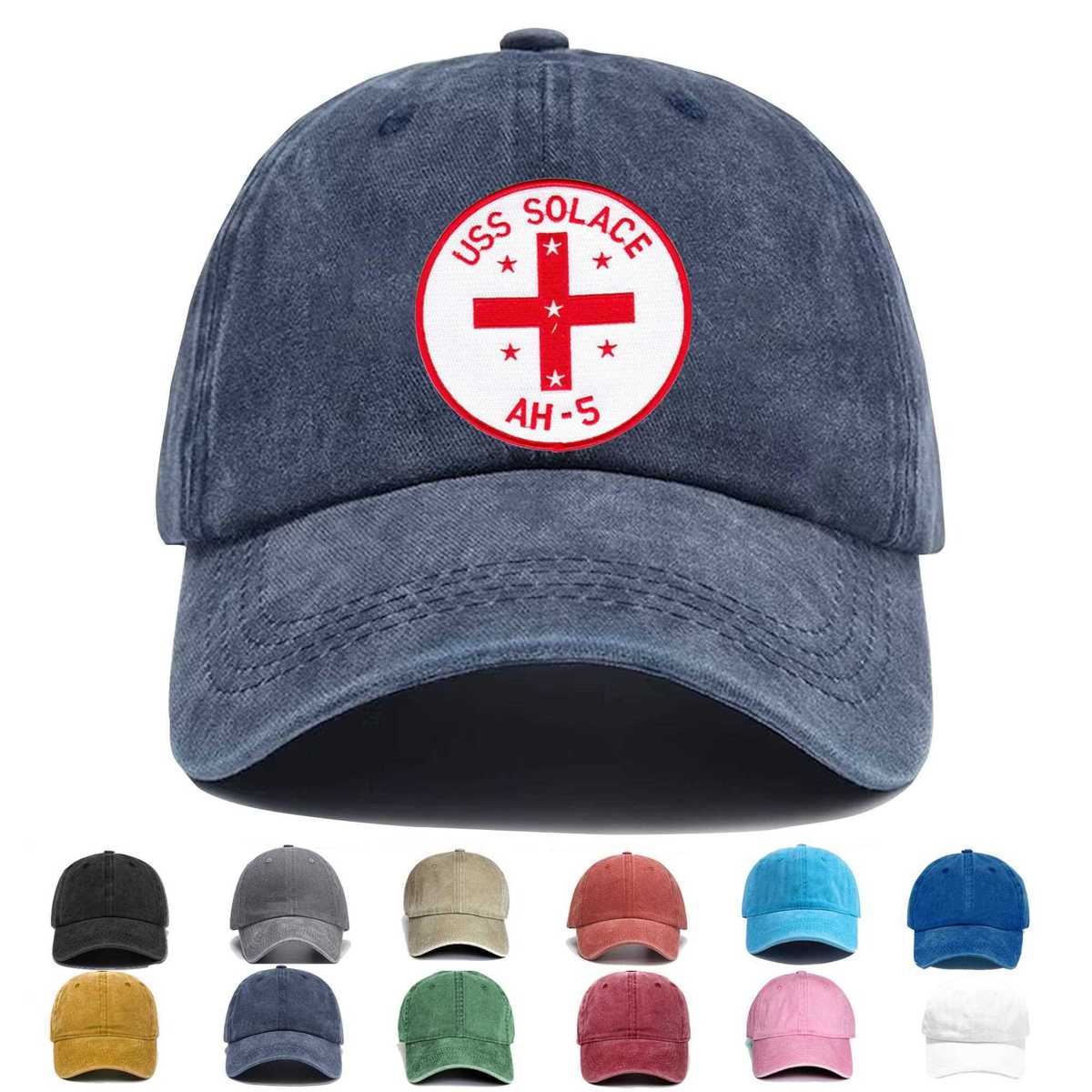 Uss Ah 5 Solace Embroidered Hat - Custom Hat