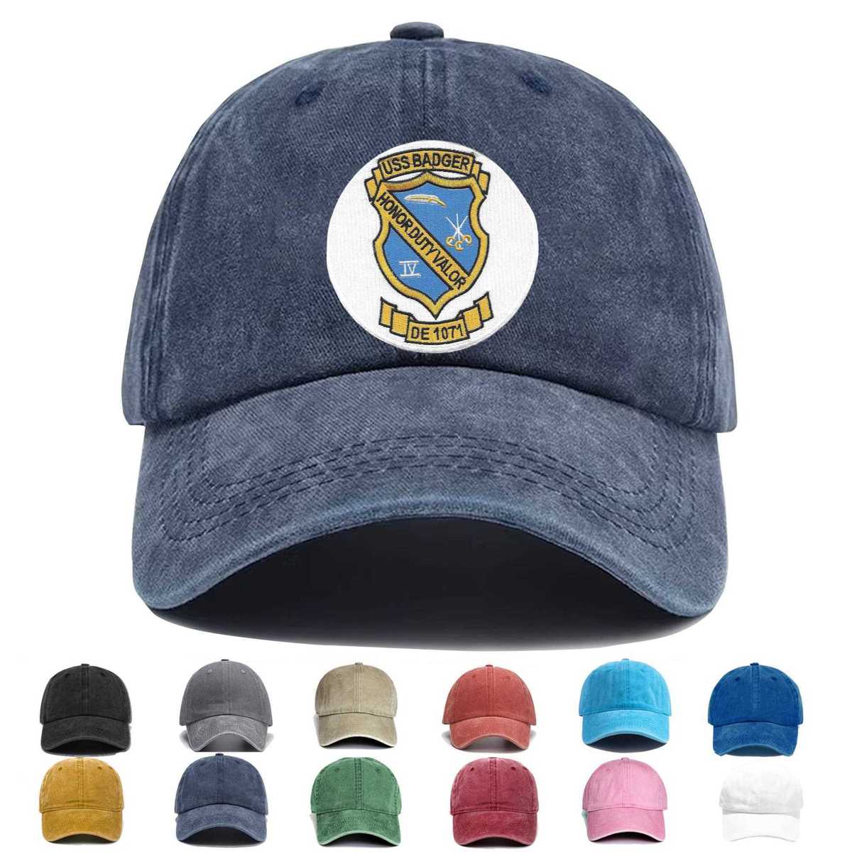 Uss Badger De 1071 Destroyer Escort Ship Embroidered Hat - Custom Hat
