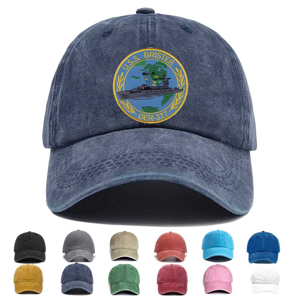 Uss Brister Der 327 Destroyer Escort Radar Picket Ship Embroidered Hat - Custom Hat
