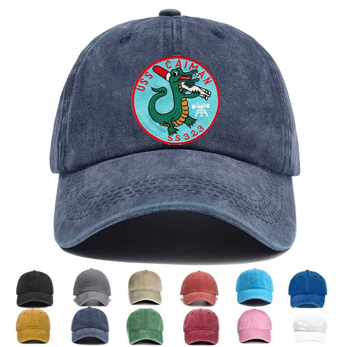Uss Caiman Ss 323 Diesel Electric Submarine B Version Embroidered Hat - Custom Hat