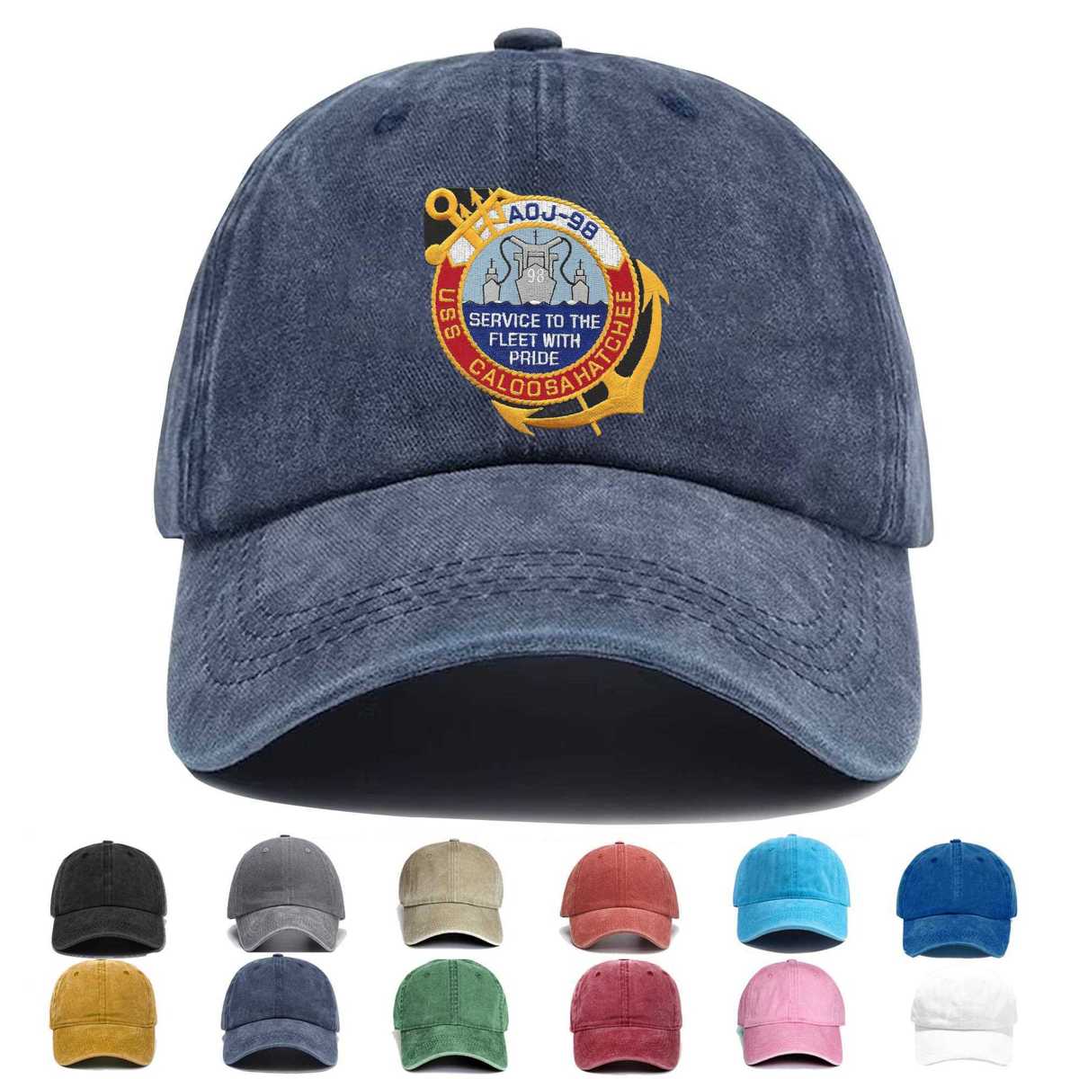Uss Caloosahatchee Aoj 98 Auxiliary Oiler Jumbo Ship Embroidered Hat - Custom Hat