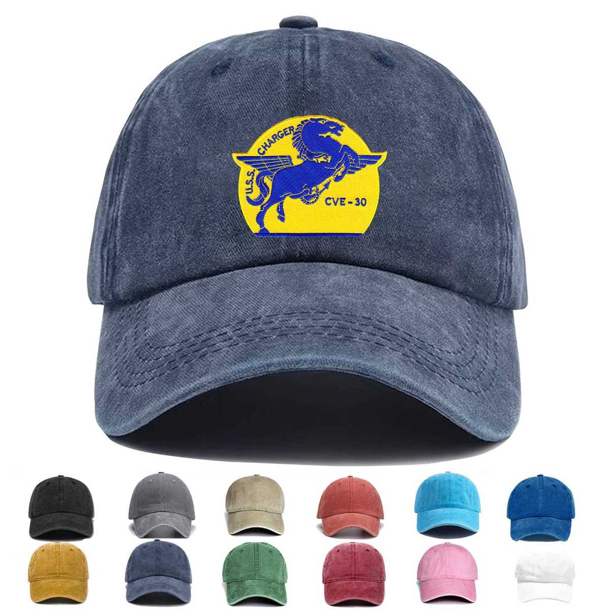 Uss Charger Cve 30 Carrier Escort Ship Embroidered Hat - Custom Hat