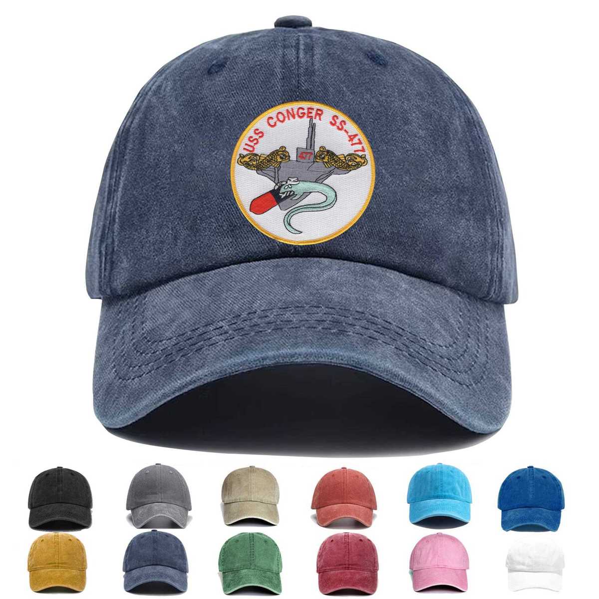 Uss Conger Ss 477 Diesel Electric Submarine Version B Embroidered Hat - Custom Hat