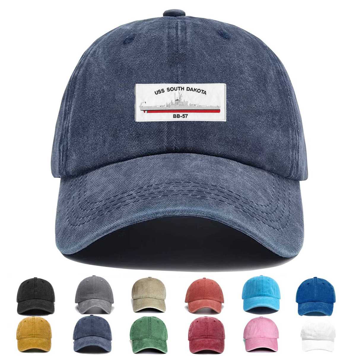Uss Dakota Bb 57 Battleship Embroidered Hat - Custom Hat