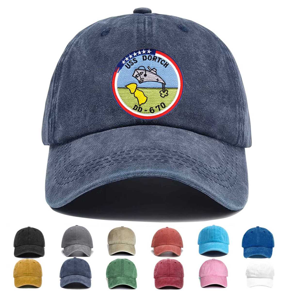 Uss Dortch Dd 670 Destroyer Ship Embroidered Hat - Custom Hat