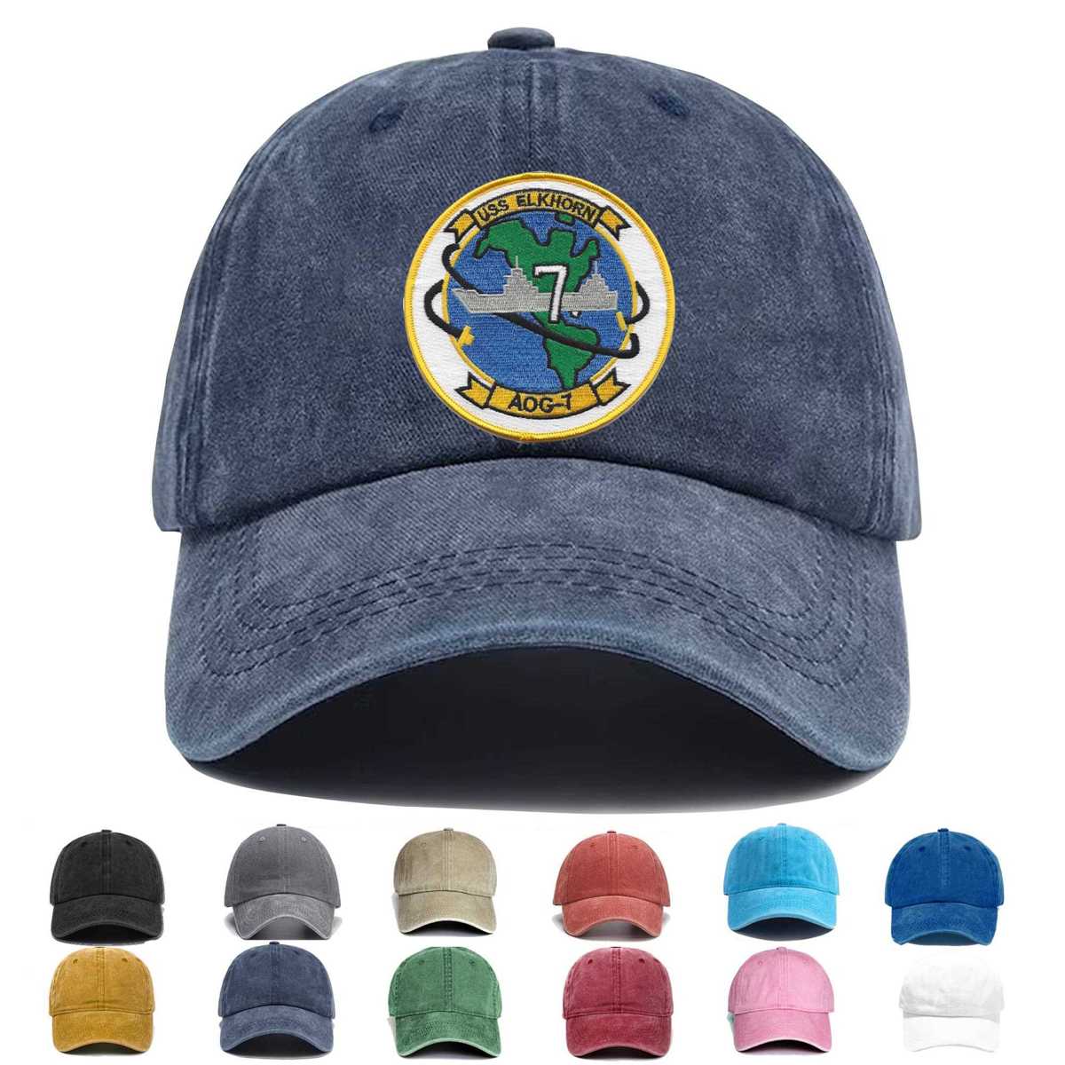 Uss Elkhorn Aog 7 Gasoline Tanker Ship Embroidered Hat - Custom Hat