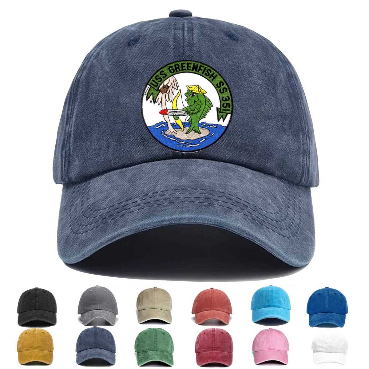 Uss Greenfish Ss 351 Diesel Electric Submarine Embroidered Hat - Custom Hat