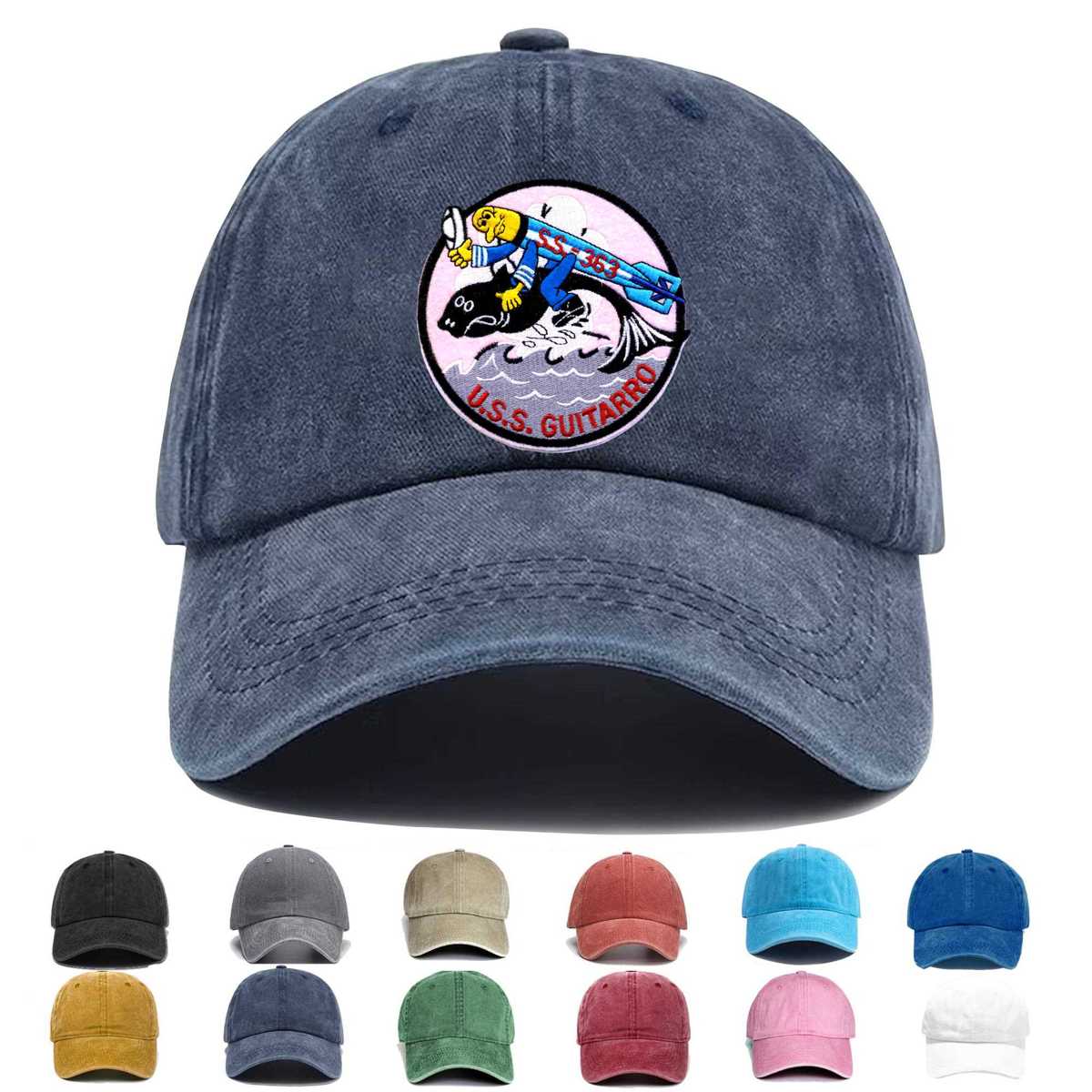 Uss Guitarro Ss 363 Large Embroidered Hat - Custom Hat