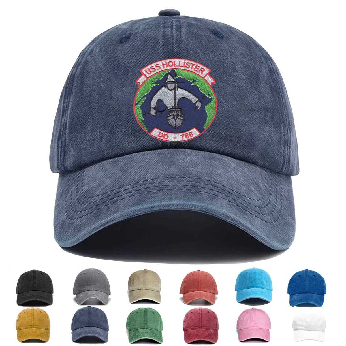 Uss Hollister Dd 788 Destroyer Ship Embroidered Hat - Custom Hat