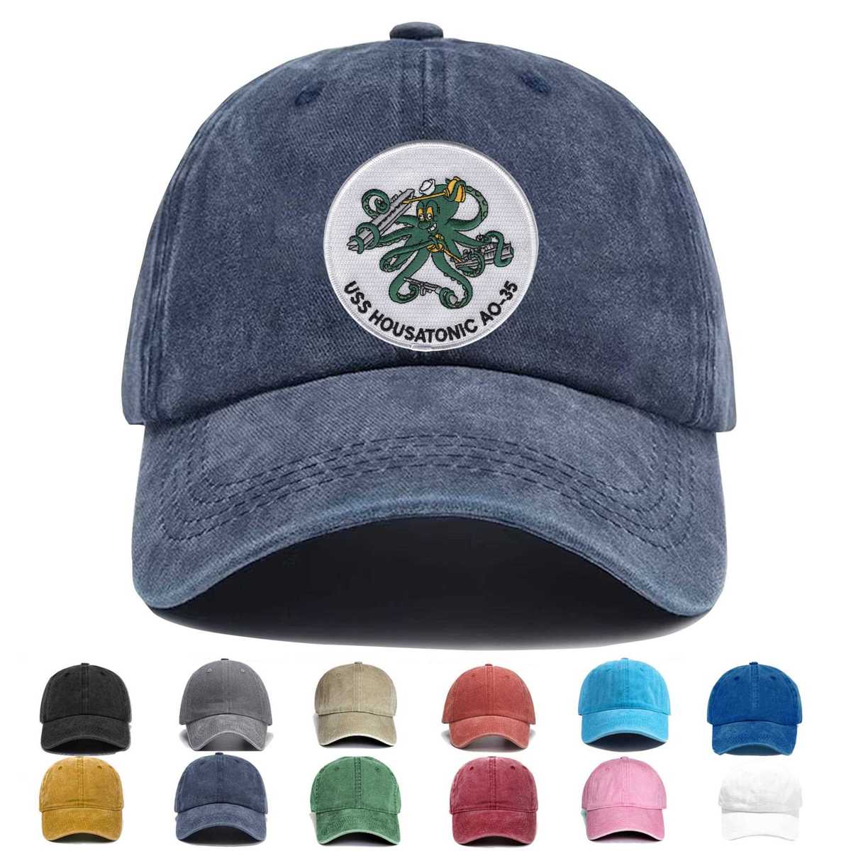 Uss Housatonic Ao 35 Fleet Oiler Ship Embroidered Hat - Custom Hat
