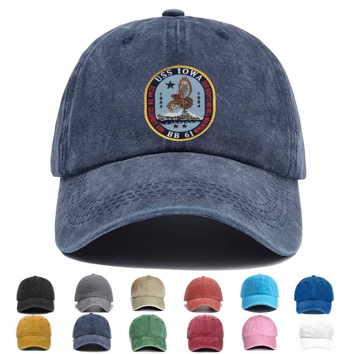 Uss Iowa Bb 61 Battleship Embroidered Hat - Custom Hat