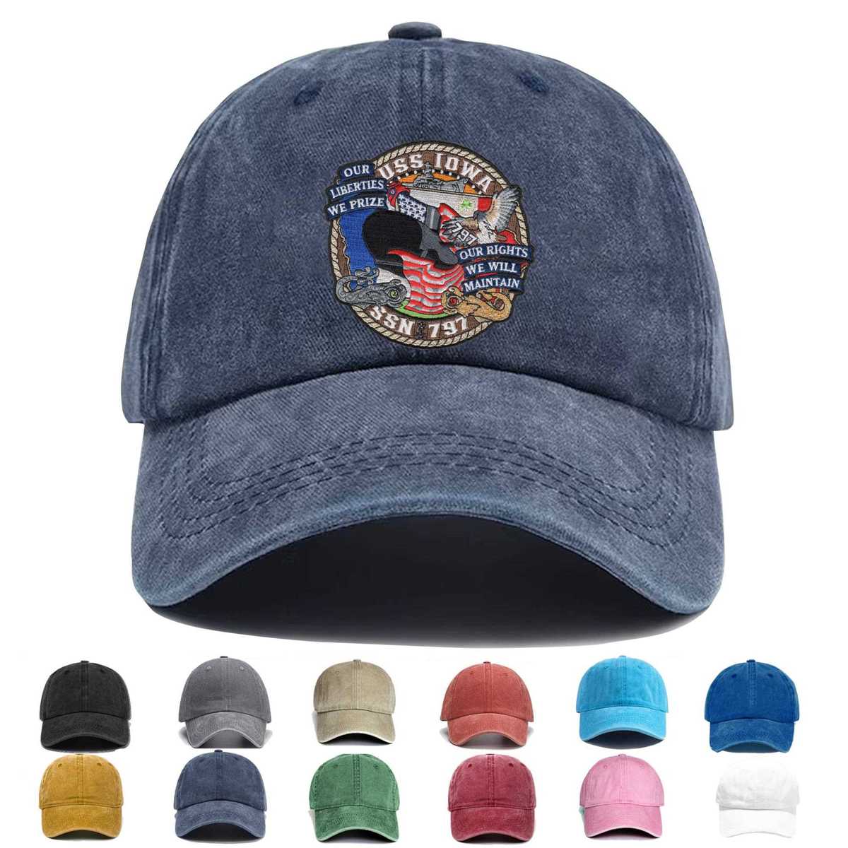 Uss Iowa Ssn 797 Embroidered Hat - Custom Hat