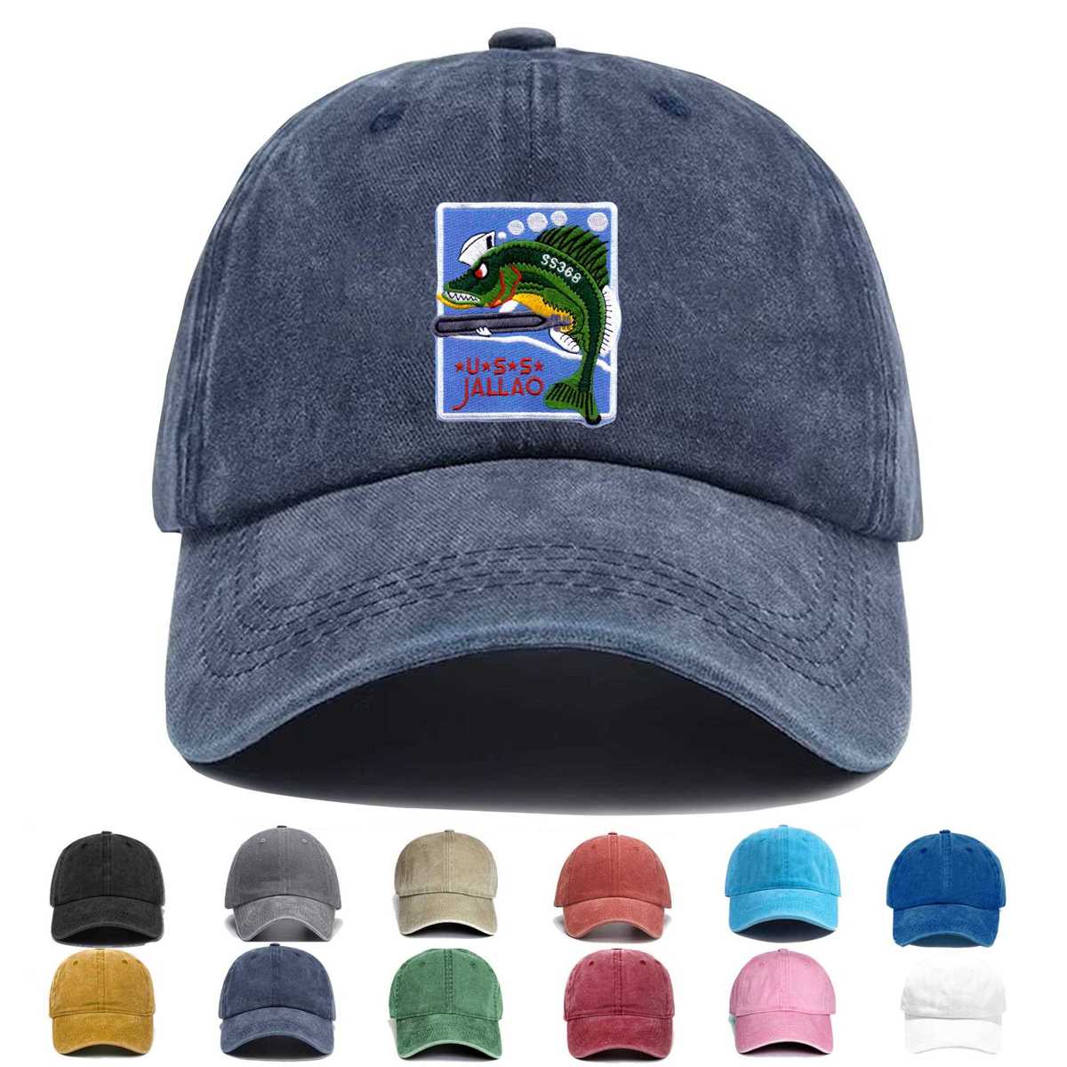 Uss Jallao Ss 368 Version A Large Embroidered Hat - Custom Hat