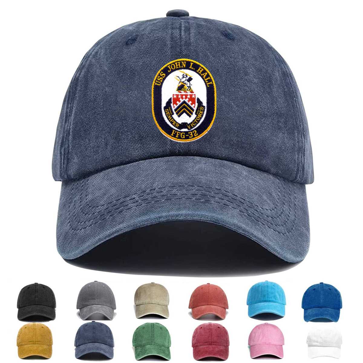 Uss John L Hall Ffg 32 Embroidered Hat - Custom Hat