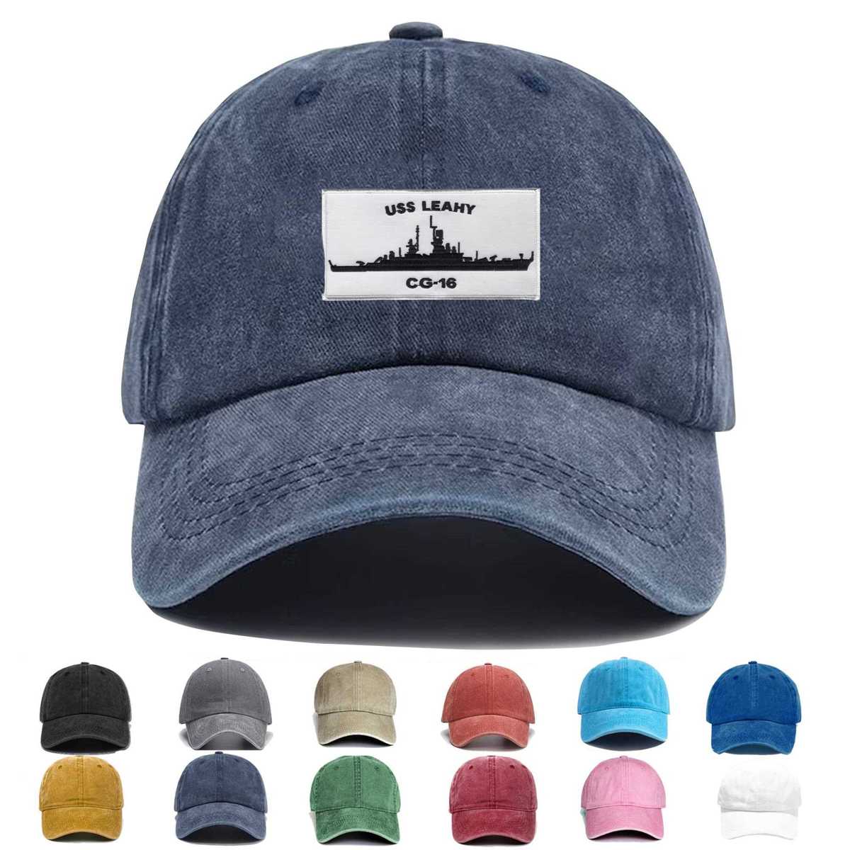 Uss Leahy Cg 16 Silhouette Embroidered Hat - Custom Hat