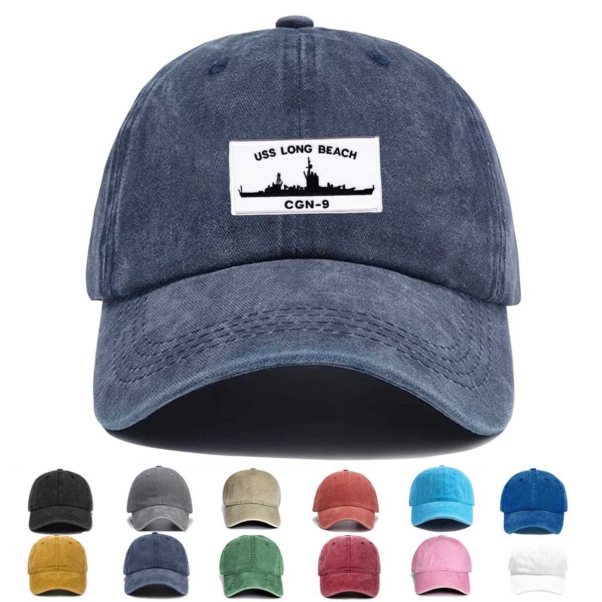 Uss Long Beach Cgn 9 Silhouette Embroidered Hat - Custom Hat