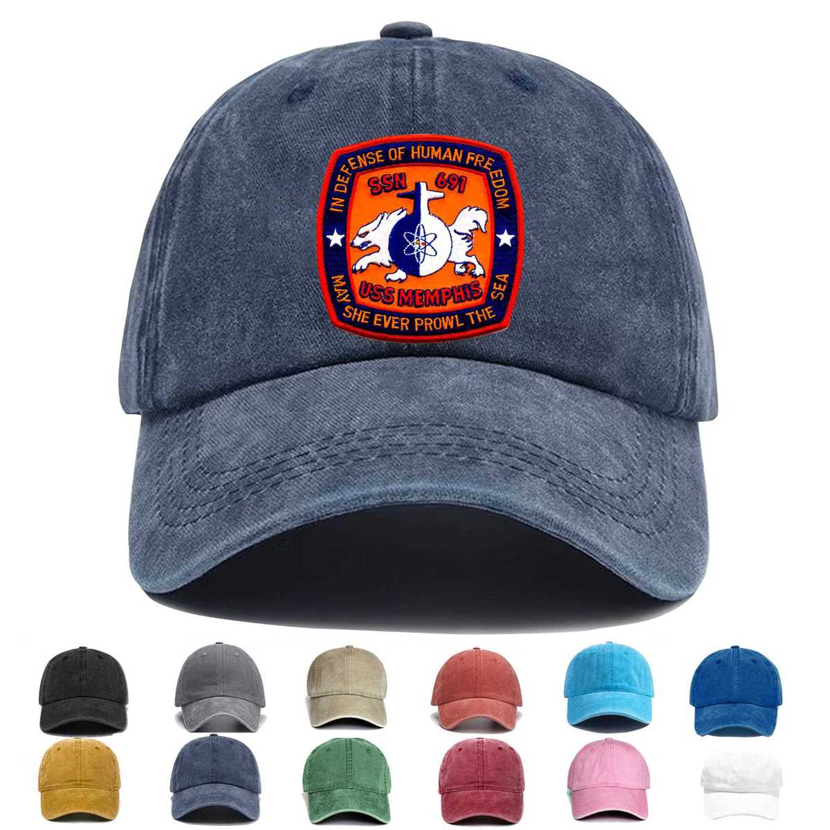 Uss Memphis Ssn 691 Embroidered Hat - Custom Hat