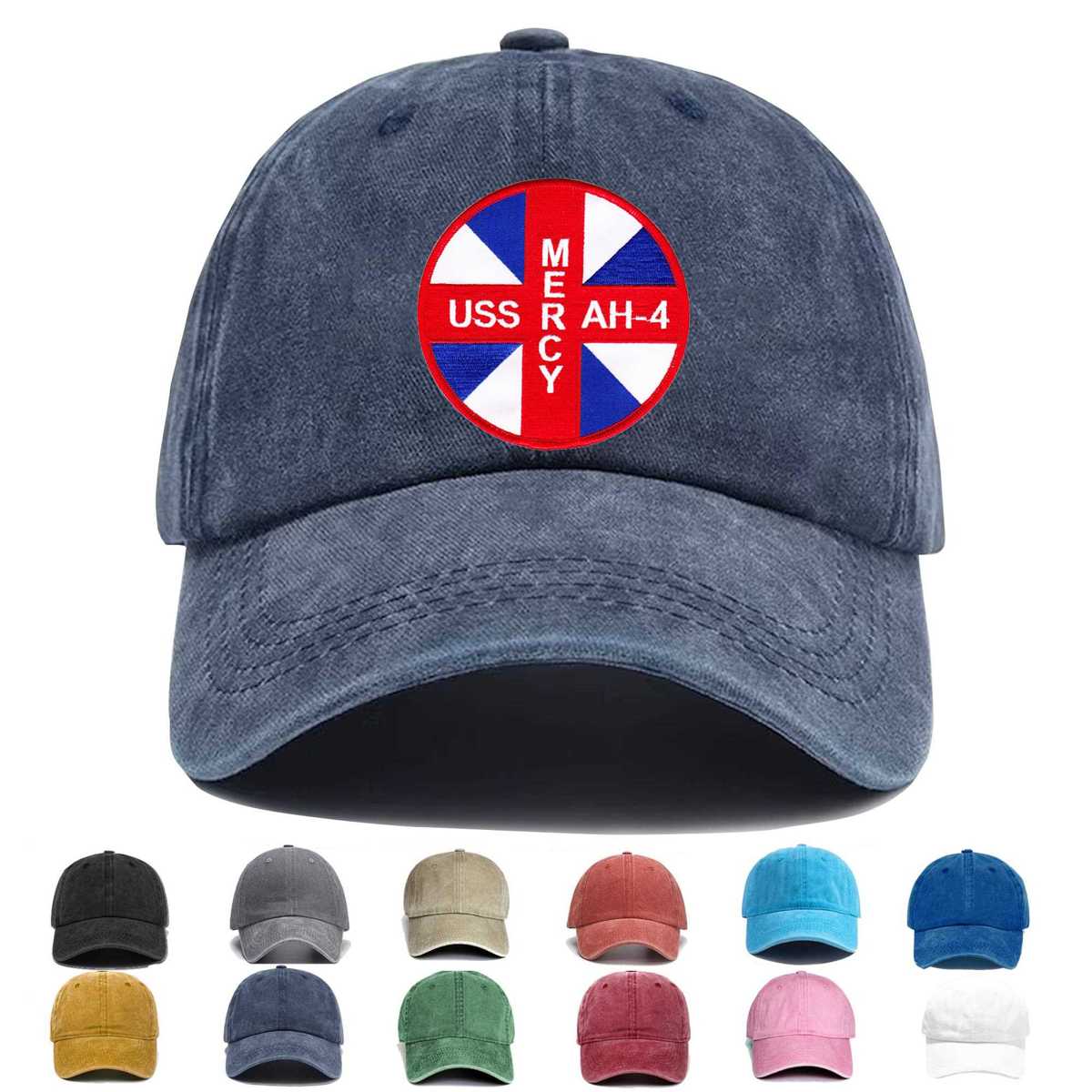 Uss Mercy Ah 4 Hospital Ship Embroidered Hat - Custom Hat