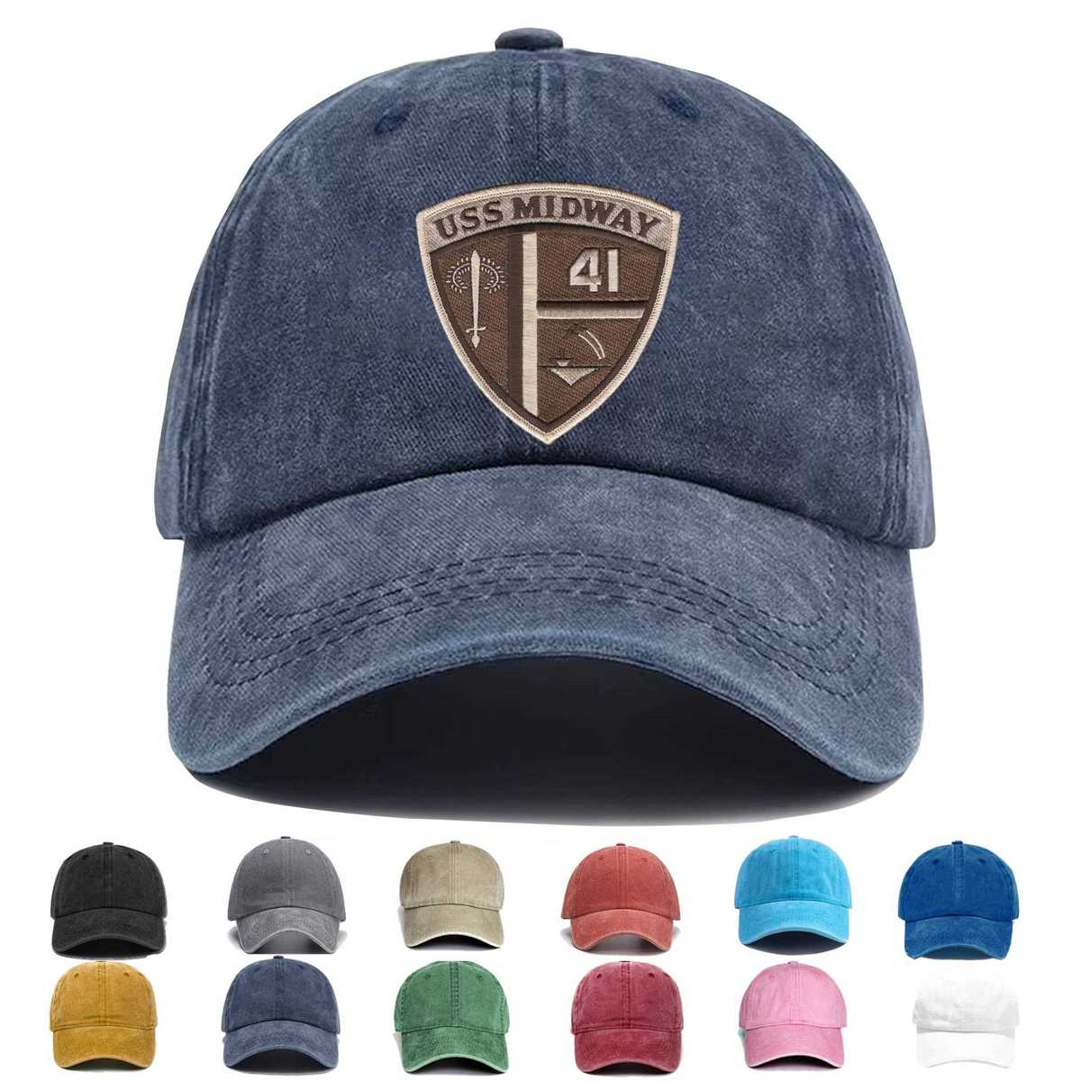 Uss Midway Cv 41 Us Navy Aircraft Carrier Desert Embroidered Hat - Custom Hat