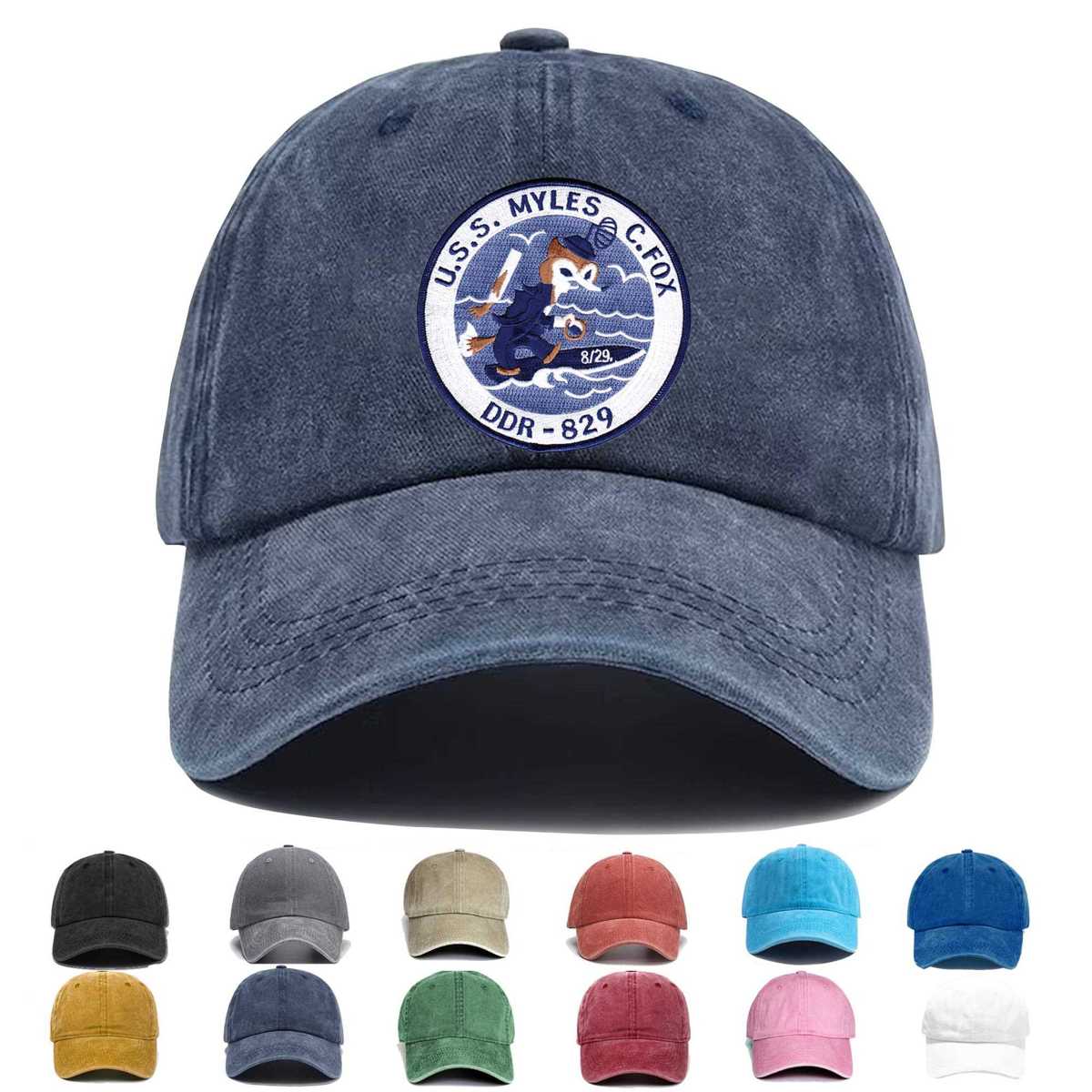 Uss Myles C Fox Ddr 829 Radar Picket Destroyer Embroidered Hat - Custom Hat