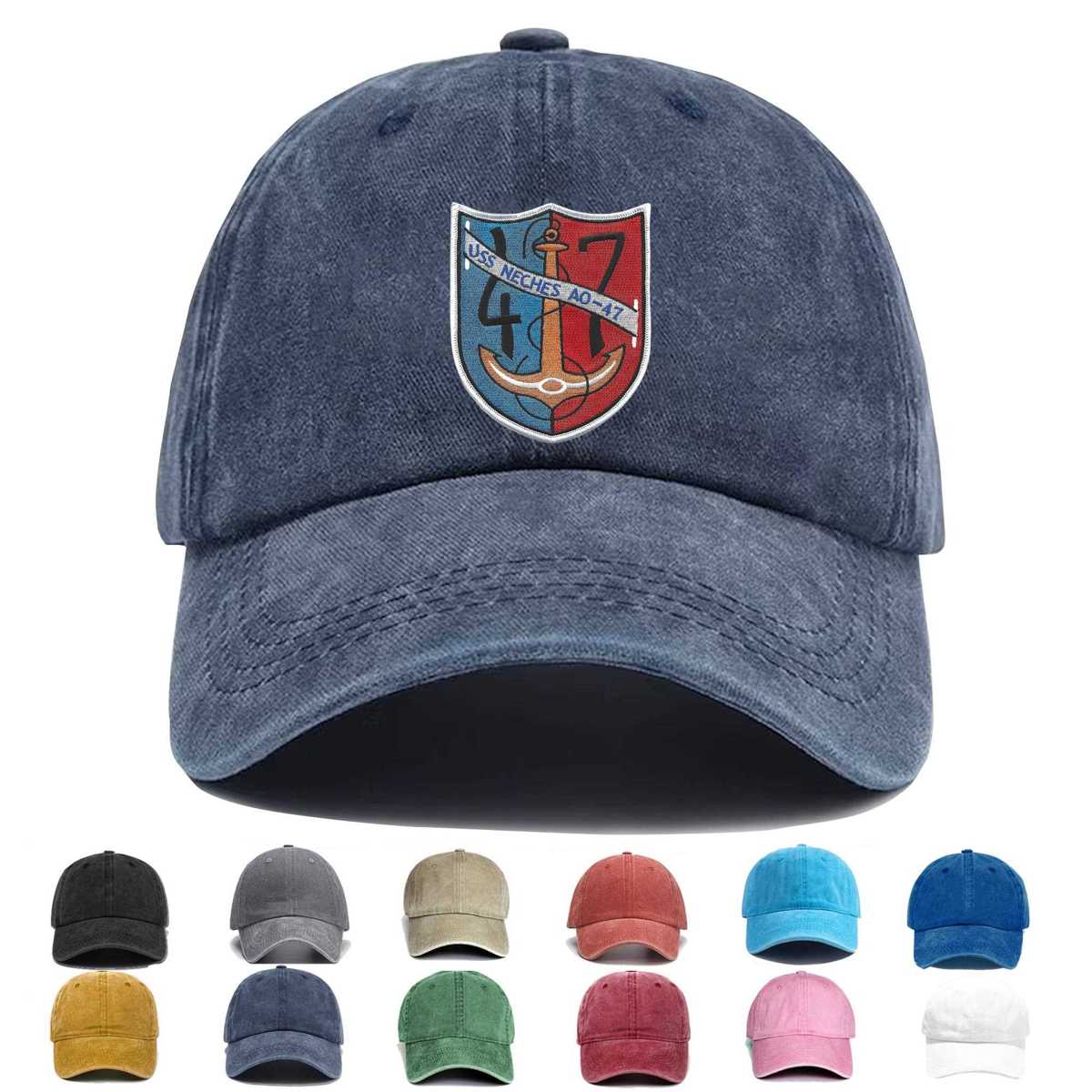 Uss Neches Ao 47 Auxiliary Oiler Ship Embroidered Hat - Custom Hat