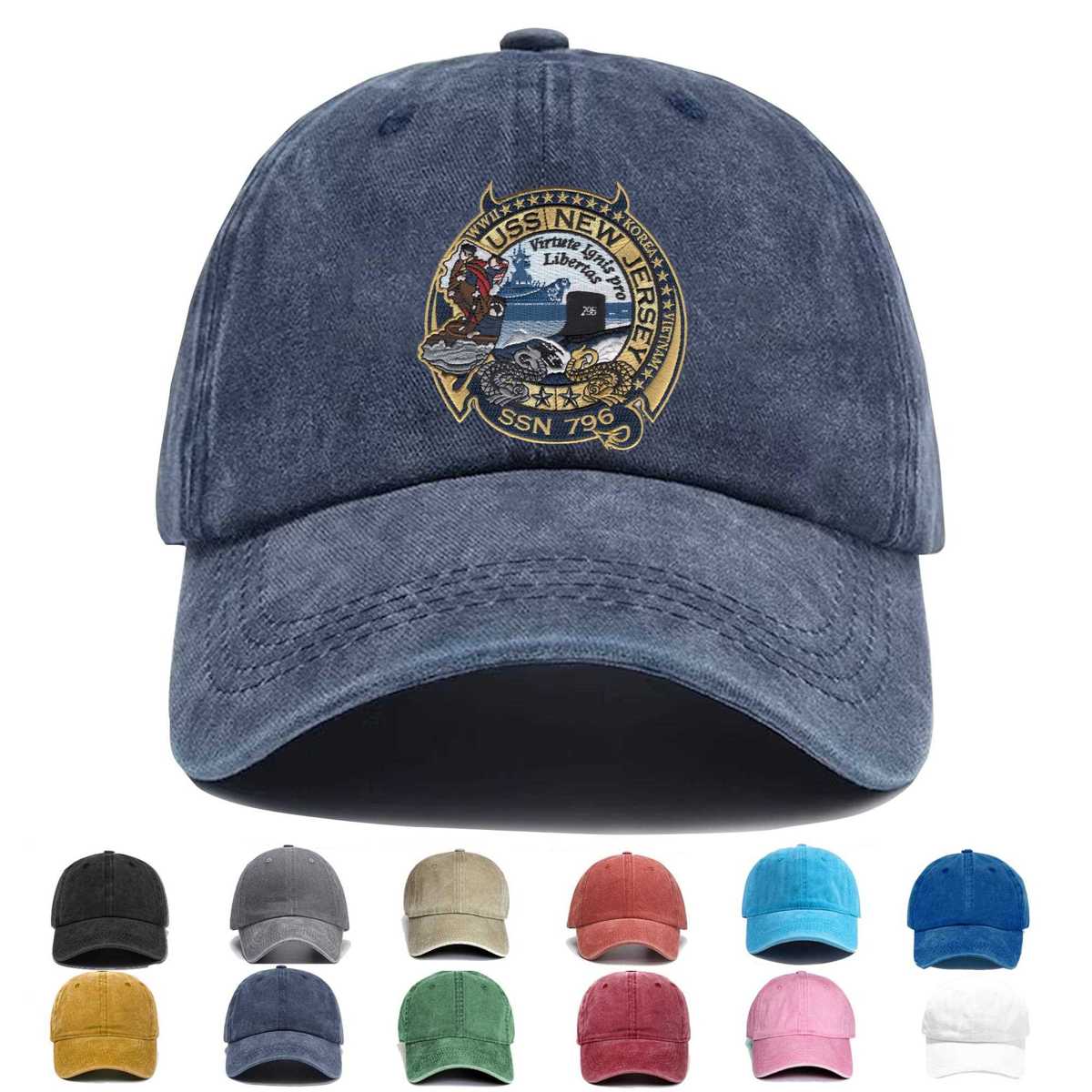 Uss New Jersey Ssn 796 Embroidered Hat - Custom Hat