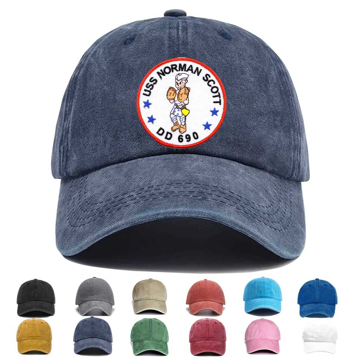 Uss Norman Scott Dd 690 Large Embroidered Hat - Custom Hat